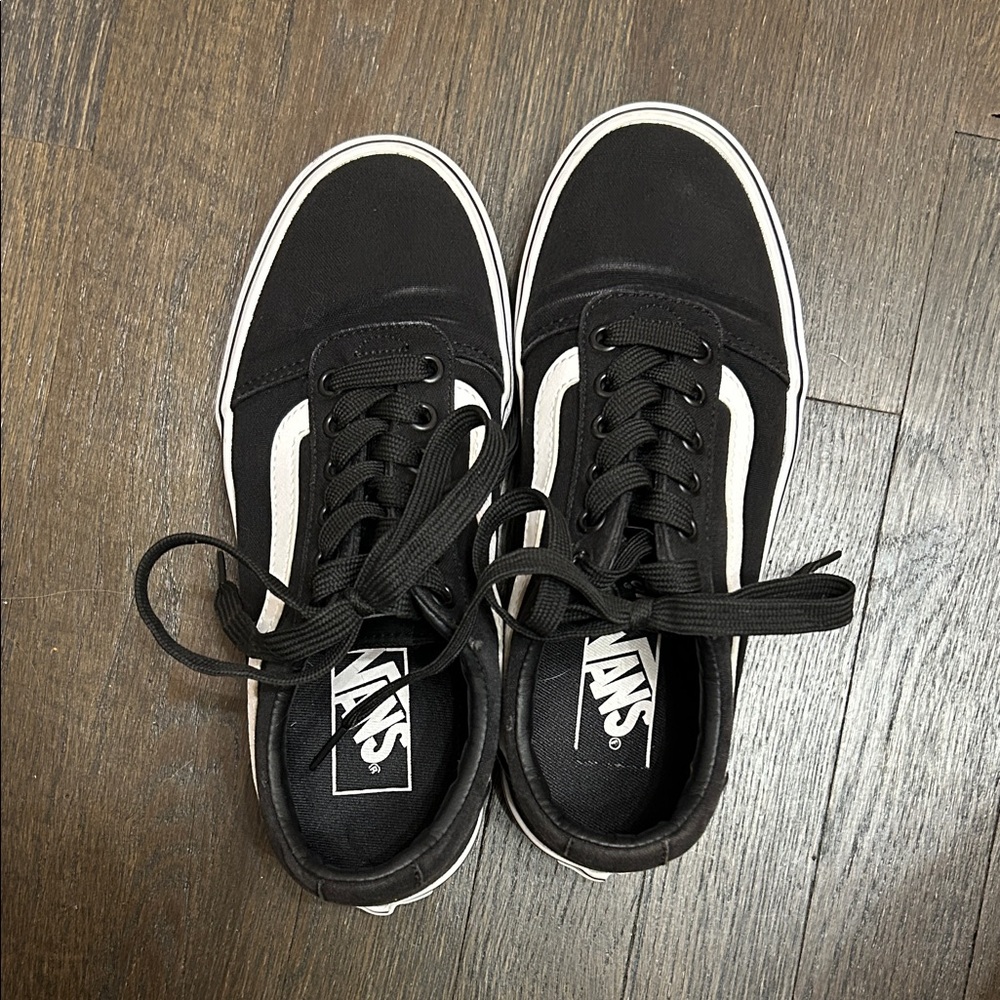 Vans Black and White Platform Shoes